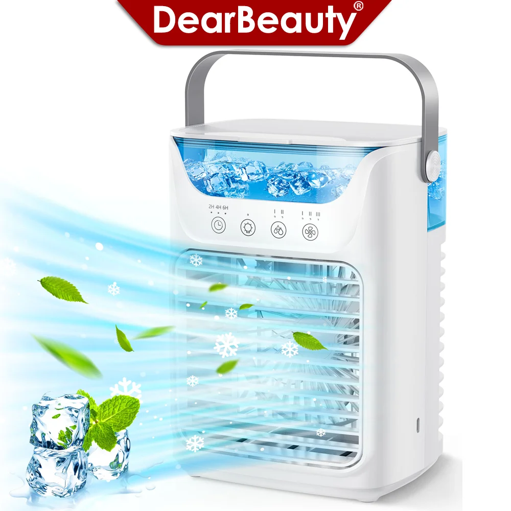 

Portable Air Conditioner 3-in-1Mini Fan Cooler & Humidifier with 700 ml Top-Fill Water Tank & 7-Color Night Light 2/4/6 H Timer