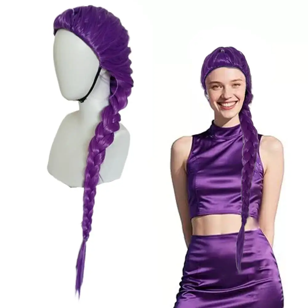 Lange geflochtene Perücken//Halloween Cosplay Requisiten//2025 Anime Kinder Cosplay Requisiten//Lila lange Perücke