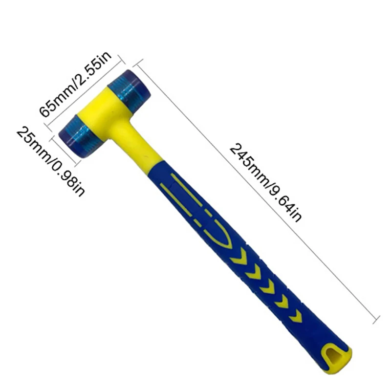 25mm Double Headed Installation Hammer Rubber Hammer With Rubber Handle Detachable Insulated Installation Hammer Strike Hammer