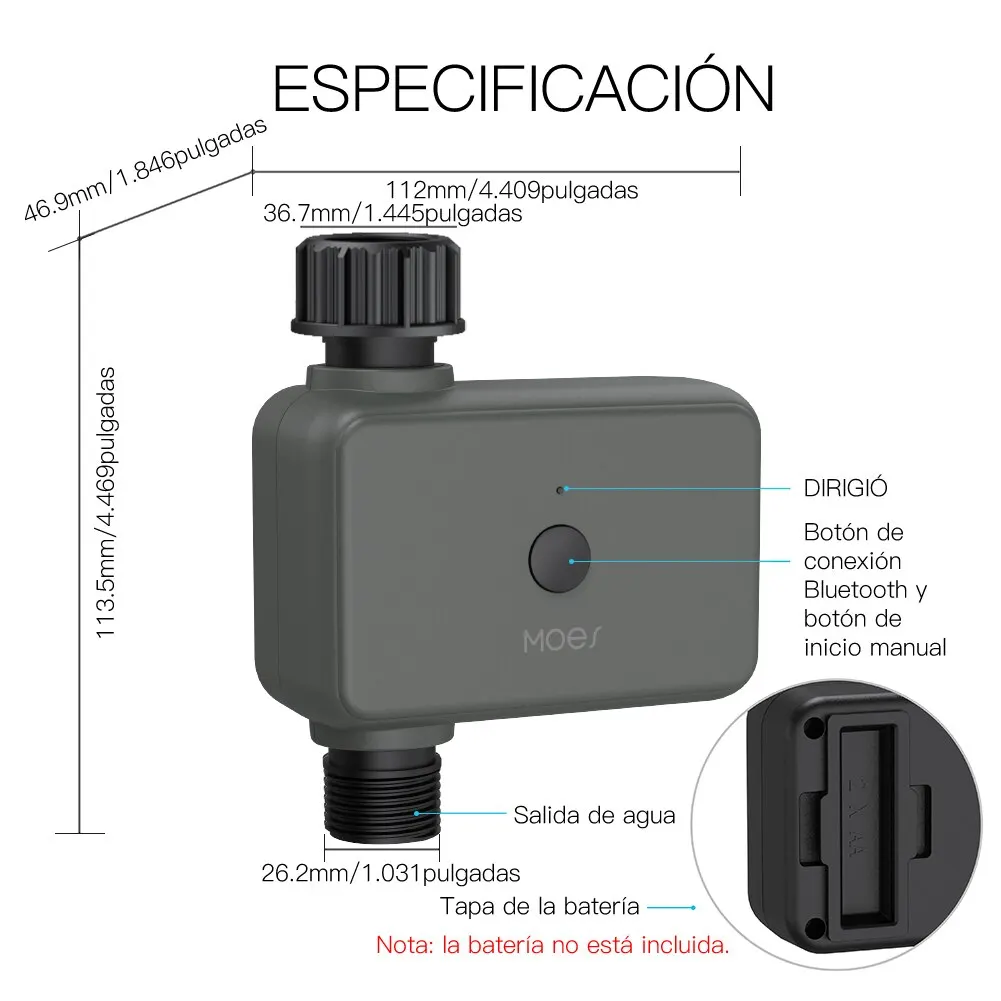 Moes Smart Tuya Temporizador de agua Bluetooth Temporizador de riego programable con riego automático y manual