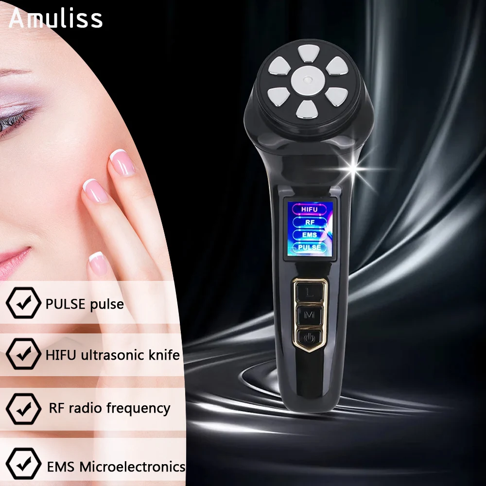 

Amuliss Professional Mini Home Ems Rf Facial Lifting Pulse Neck Face Beauty 4 In1 Multi-Function Massager Device Hifu For Women