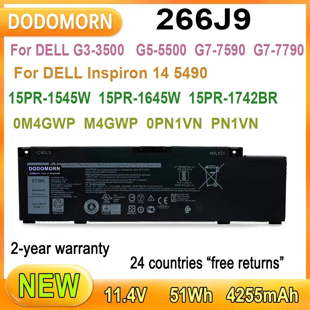 Batería de ordenador portátil de 51Wh para DELL Inspiron 14 5490 para DELL G3 3500,G5 5500,G7 7590,G7 7790,G3 15 3790,G5 15 5587,G5 P89F