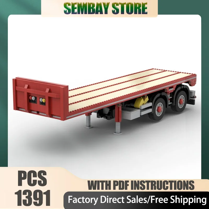Engineering Vehicle Model Moc Building Bricks Modular Trailer (For Truck) Technology Blocks Christmas DIY Toy Construction Gifts