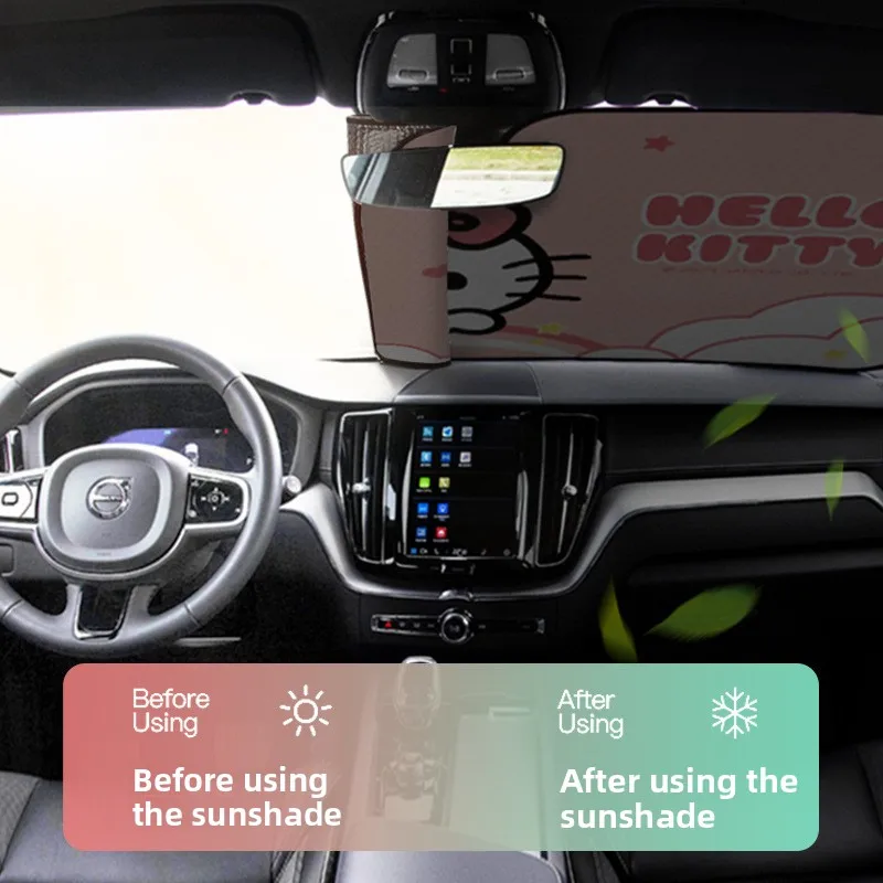 Hello Kitty Car Solar Protection Heated Windshield Sunshade Car Window Windscreen Cover Sun Shade Auto Sun Visor Car-covers view 5