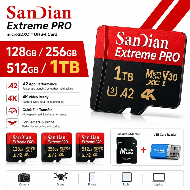 High-Speed Storge SD Card Micro TF Cards Class 10 Fast Transfer Memory Card for Phones/Digital Camera/MP3 Player