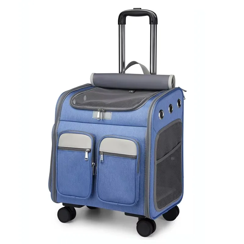 

Approved Telescopic Pet Trolley Carrier Bag Luxury Foldable Wheel Pet Trolley Bag Case Folding Pet Travel Carrier Bag