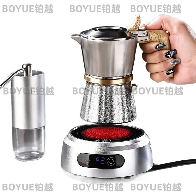 Italian Moka Pot 316 Stainless Steel Stovetop Espresso Maker Double Valve Coffee Percolator Household Small Brewing Device