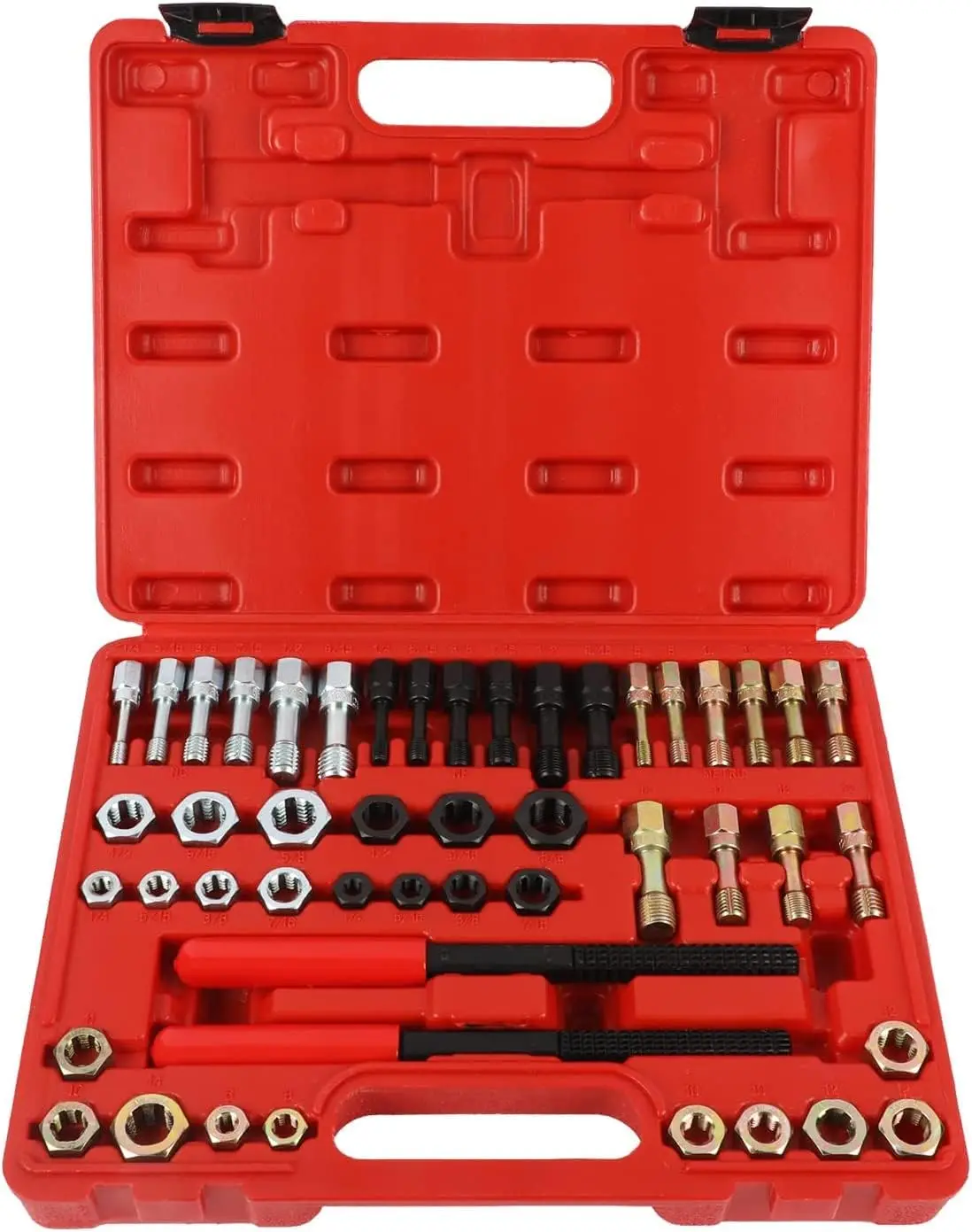 

49PcsThread Chaser Set Thread Repair Kit Includes 24 Rethreading Dies, 22 Rethreading Taps and 2 SAE Rethread Files, A Tool Box