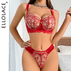 Ellolace Fancy Lingerie Transparent Lace Bra Set Onlyfans Kit Fantasy Uncensored Erotic Costume 18 Red Hot Ensemble Sexy Outfits