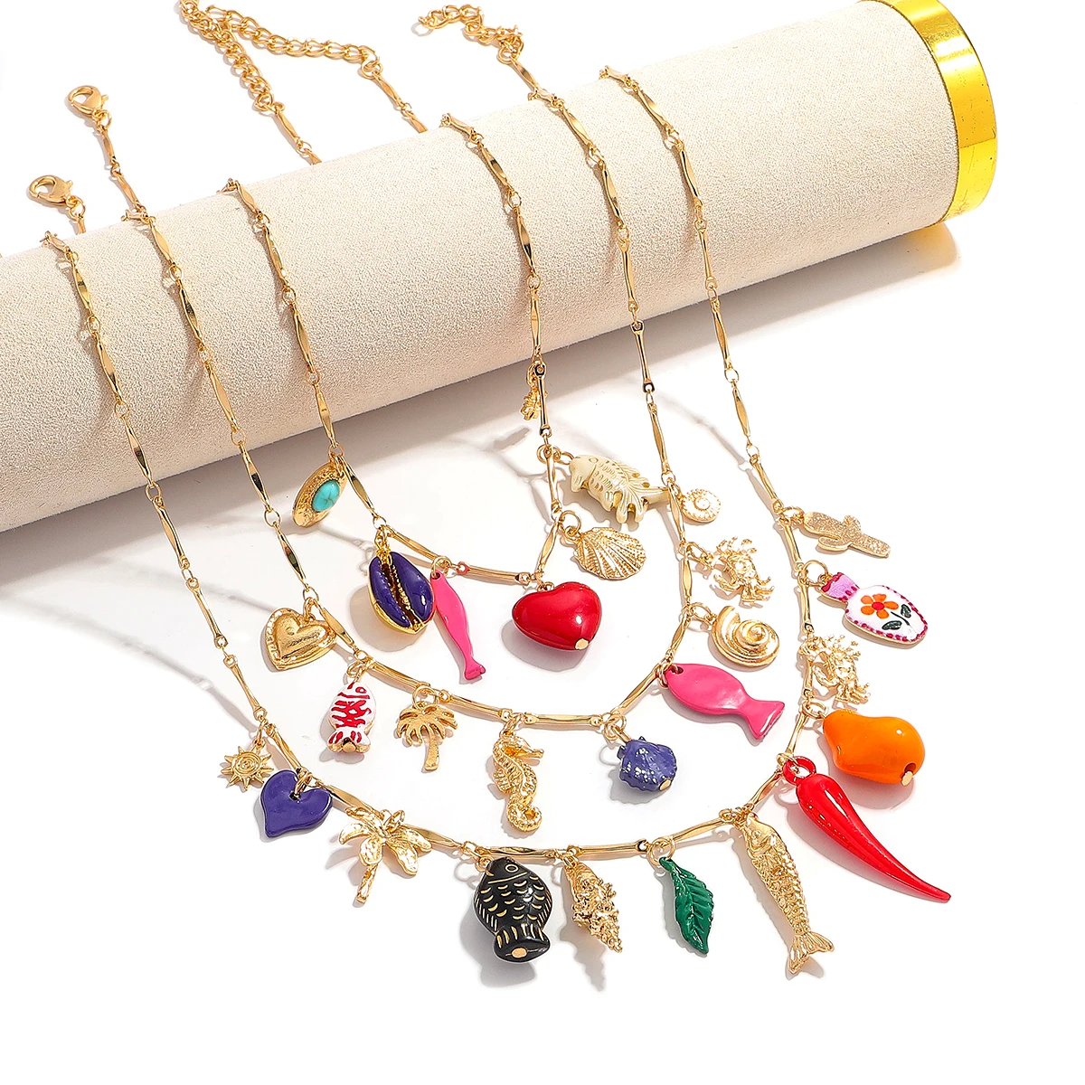 ZAA Fashion Multilayer Fish Pendant Chain Necklace For Women Sea Animal Elegant Statement Jewelry Banquet Charm Accessories Gift