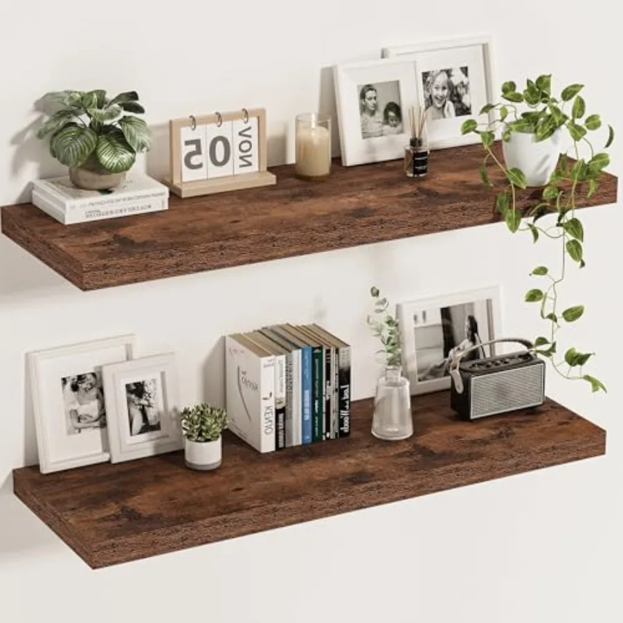 

36 плавающих настенных полок глубиной 12 дюймов, длинные настенные полки для демонстрации с невидимыми кронштейнами для гостиной, спальни, ванной комнаты