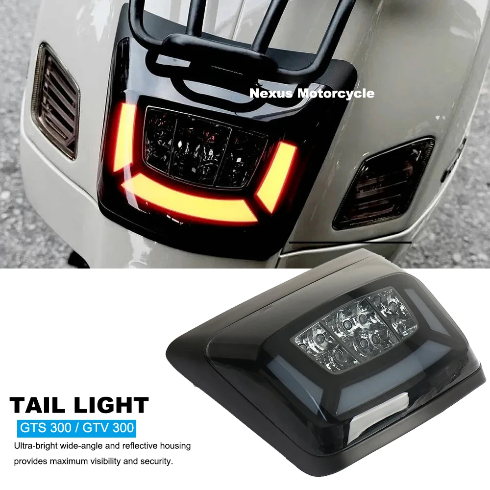 

LED Tail Brake Light Red Smoke Lens Rear License Lamp Daytime Running Signal For Vespa GTS 300 GTV 300 GTS300 GTV300 2023 2024