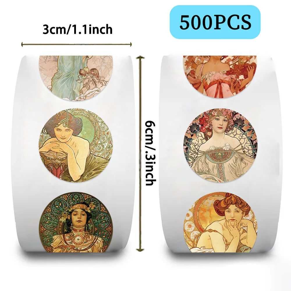 500Pcs/Roll Hot-Selling Mucha Art Washi Tape - Art Nouveau Decor for Journal & Envelope Sealing RecordingYourLife Store