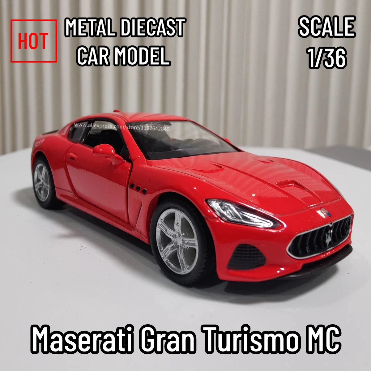 

Scale 1/36 Maserati Gran Turismo MC Car Model Replica Diecast Mini Vehicle Collection Home Interior Decor Xmas Gift Kid Boy Toy