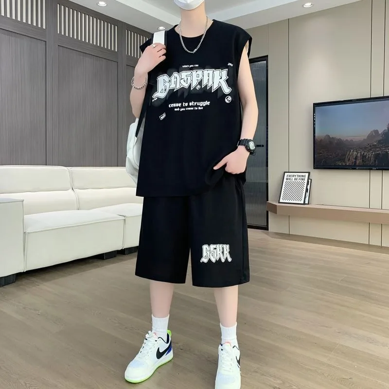 

Plus Size Teens Boys' Summer Sportswear Set Sleeveless Athletic Basketball T-Shirt Shorts Combo Breathable Activewear for School