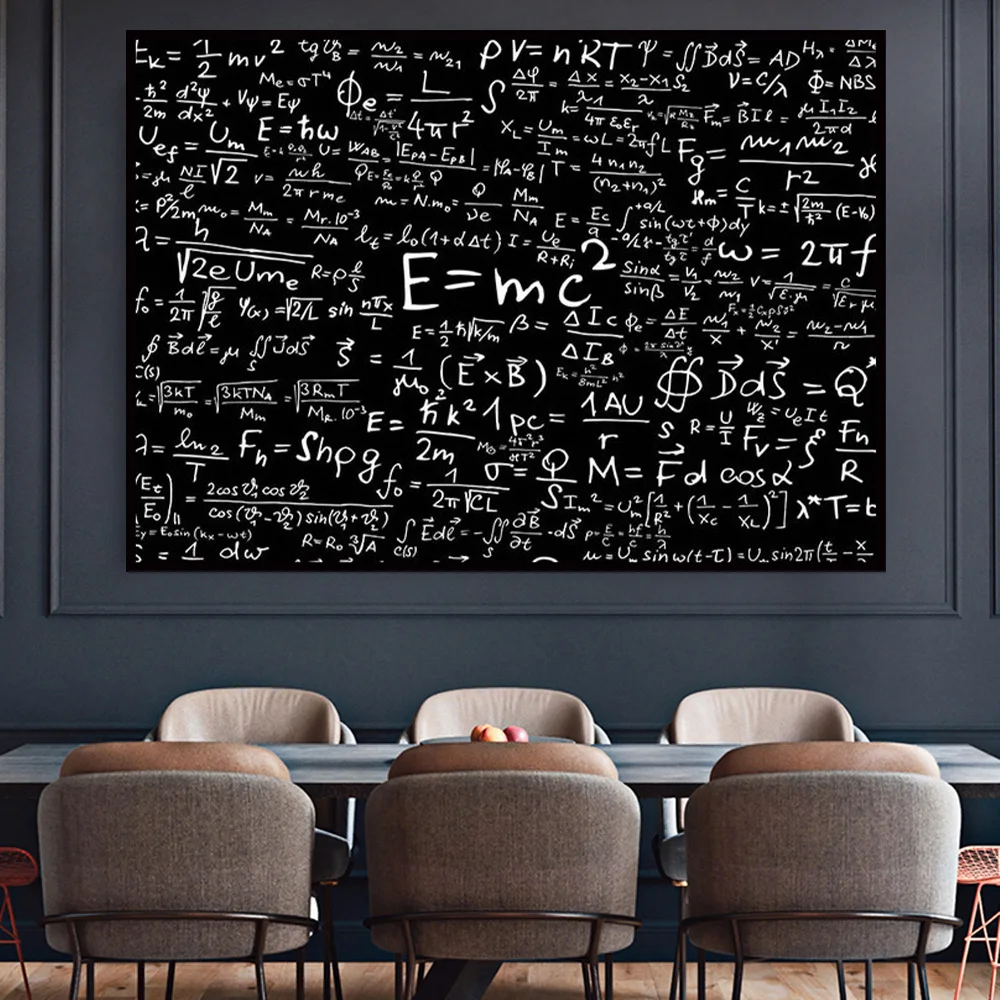 1PC--E Mc2 Quality Formula Letter Canvas Print Making Mathematical Formula Picture Mural Poster Living Room Home Decoration