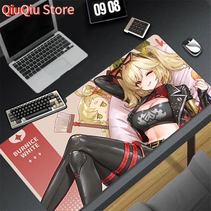 

Белый коврик для мыши Gaming Zenless Zone Zero Burnice, настольный коврик, геймерский профессиональный коврик для мыши премиум-класса, аксессуары для контроля скорости, коврик