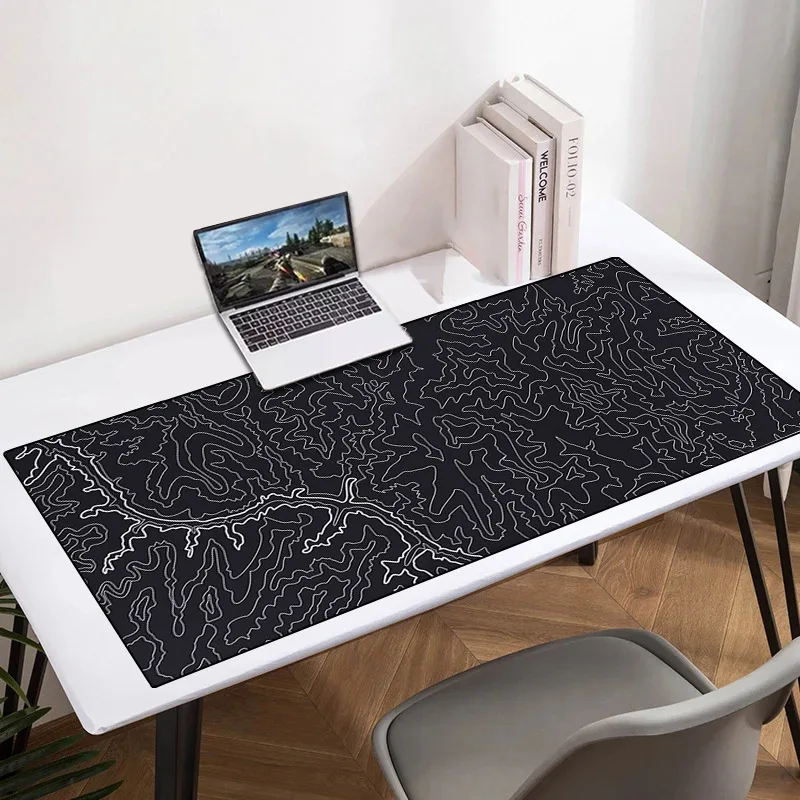 

Black Topo Canyon Mouse Pad Xxl Kawaii Rubber Desk Mat Anti-slip Big Gamer Accessories Deskpad Pc Gaming Computers Mousepad Mice