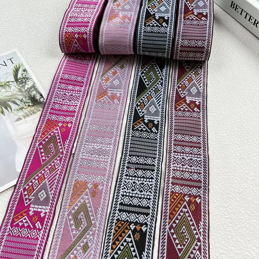 9 M/Lot Wide 5 cm Woven Jacquard Ribbon Geometric Design For Curtain And Garment accessories  ZH-5814