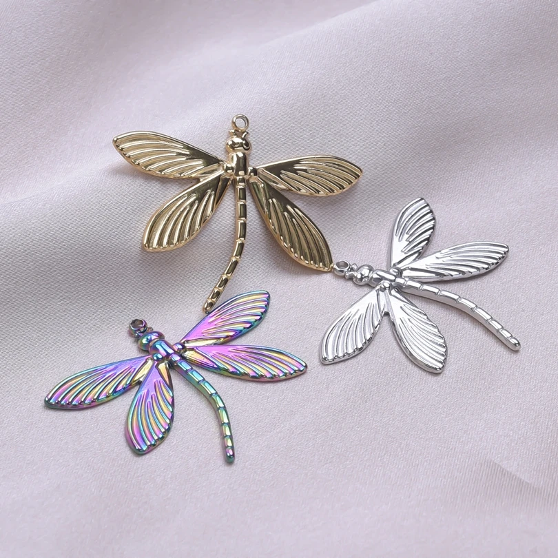 

Stainless Steel Gold Color Dragonfly Charm Craft Necklace for Women Vintage Pendant Charm for Jewelry Making Bulk Item Wholesale