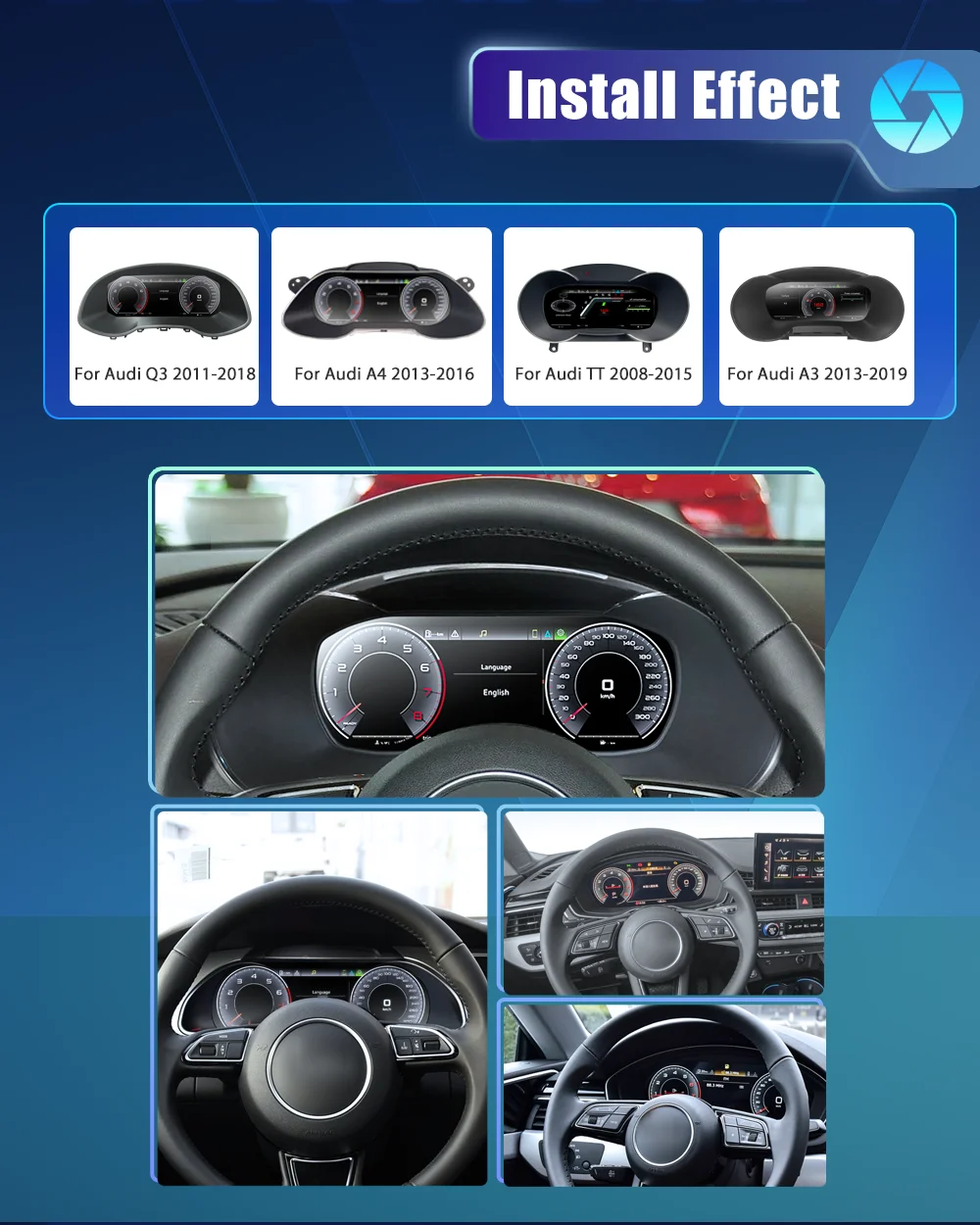 10.25'' Prelingcar Digital Dashboard For Audi A3 8P A3 8V2008-2019 Years Car Lcd Panel Speedometer Virtual Cockpit