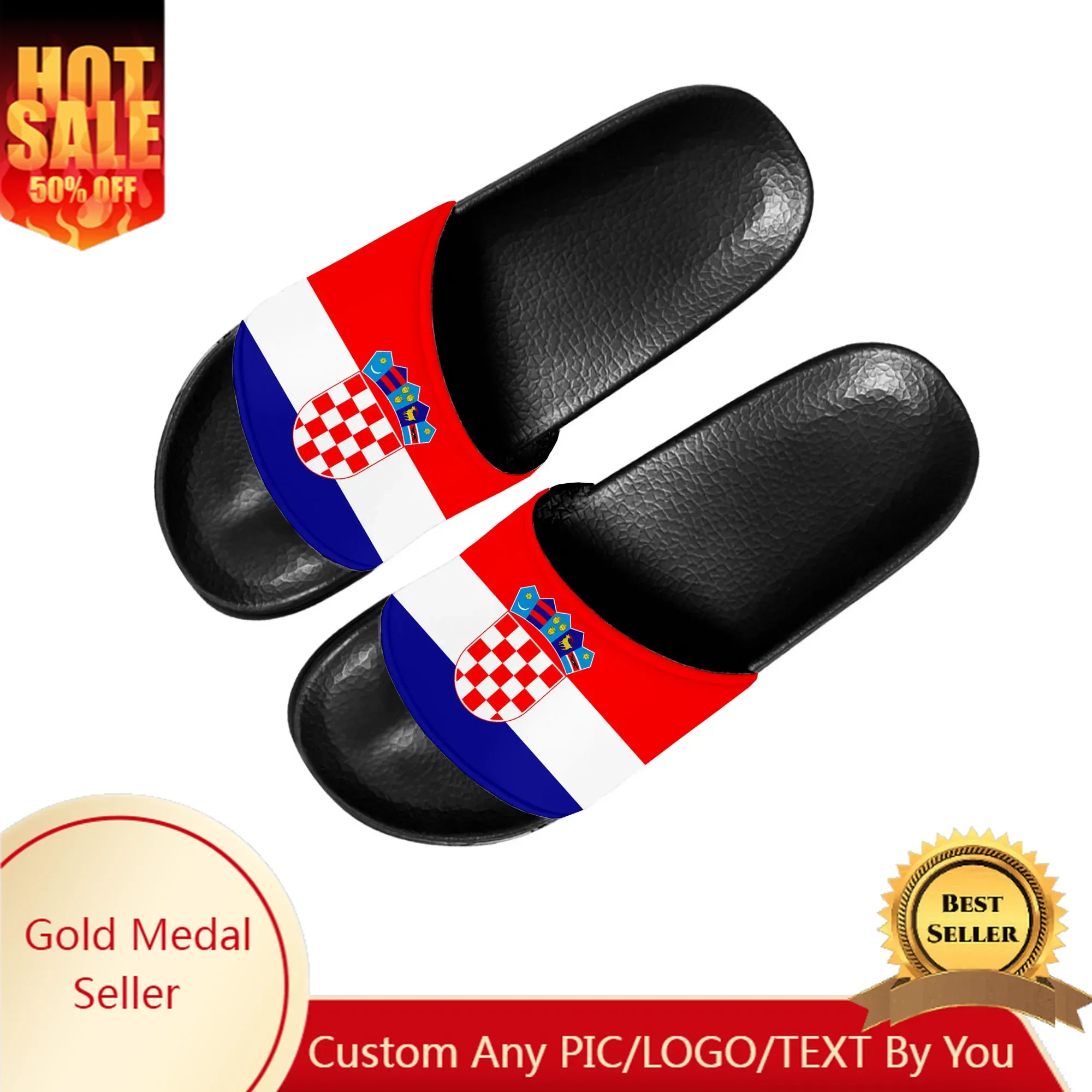 

Croatian Flag Slippers Home Water Shoes Men Women Teenagers Croatia Beach Pool Sandals Custom Made Summer Slipper