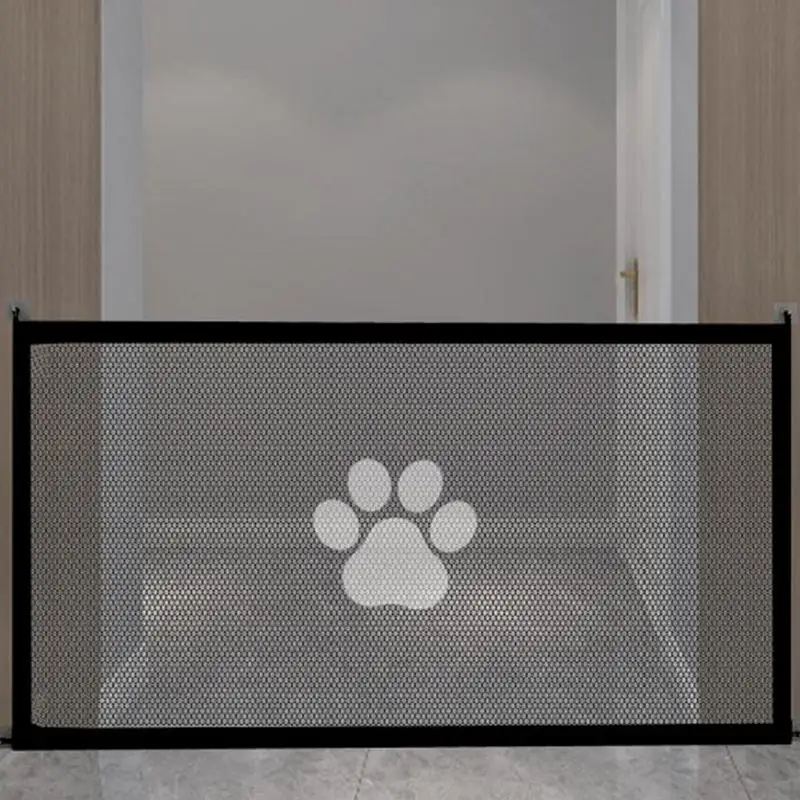 Dog Gate For Stairs Retractable Pet Barrier Wide Pet Gate Folding Fence Net For Stairs Doorways Halls Kitchen