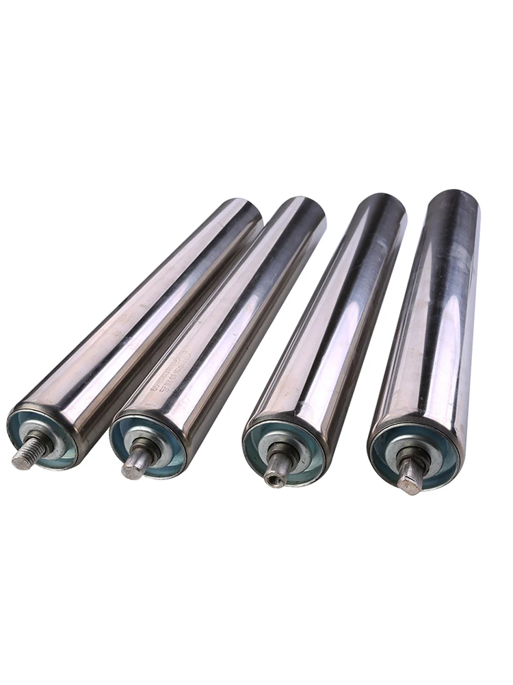 Stainless Steel Roller with Non-Power Shaft, Belt Conveyor Roller, Rod Line Driven, 50mm Diameter, 1Pc
