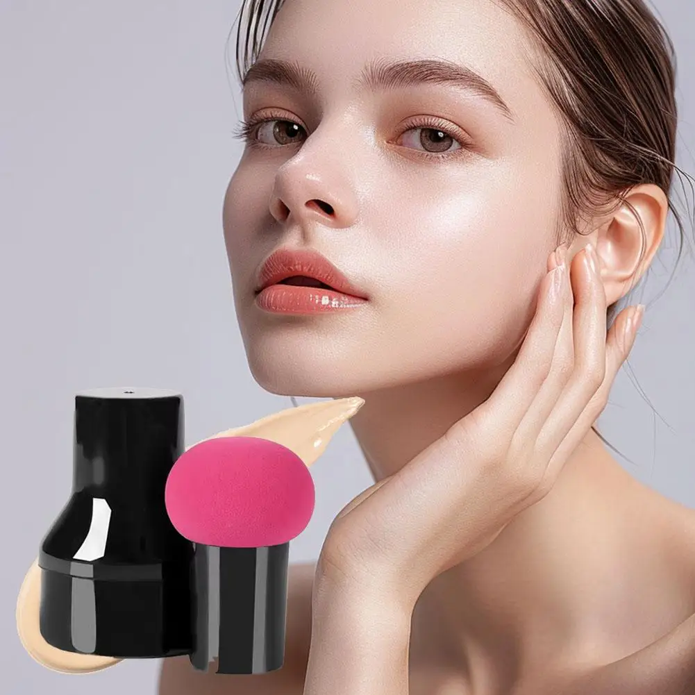 Mushroom Handle Round Head Powder Brush - Cosmetic Dry Concealer & Makeup Smooth Sponge, Puff Beauty Tool Wet Foundation I0J8