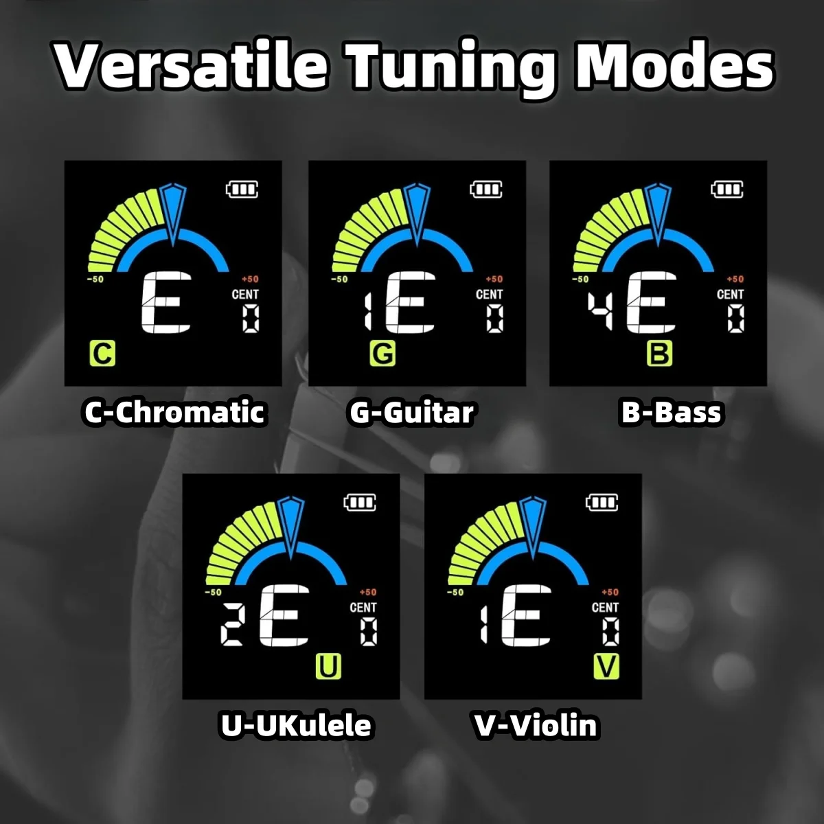 AROMA AT-105 Clip On Guitar Tuner Rechargeable/Fast Accuratie Tuning /360°Rotating/for Chromatic Guitar Bass Ukulele Violin