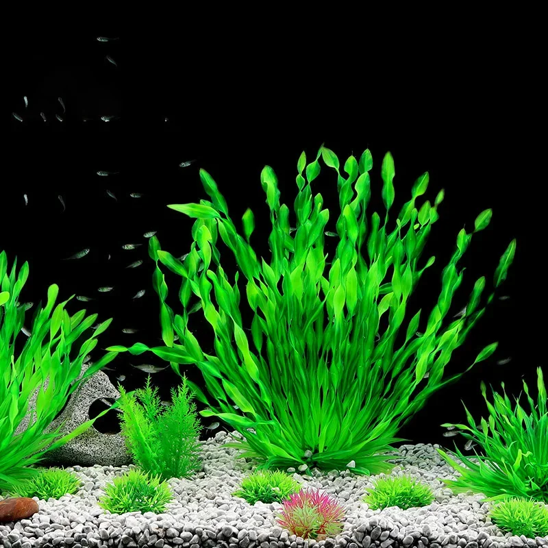 1pc Artificial Underwater Plastic Plants Aquarium Fish Tank Aquatic Fake Shrub Green Water Grass Viewing Simulation Decoration