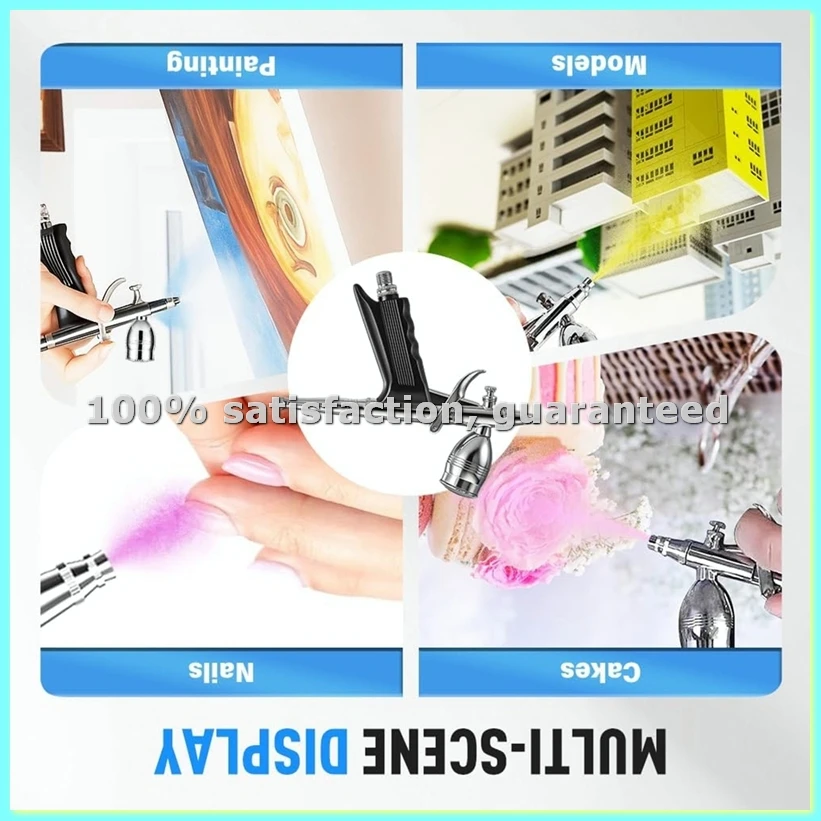 Airbrush Kit with 0.3/0.5/0.8mm-Needles & 3 Paint Cups, Double Action Airbrush Set for Nails, Cake, Tattoo,for Painting-ABFB
