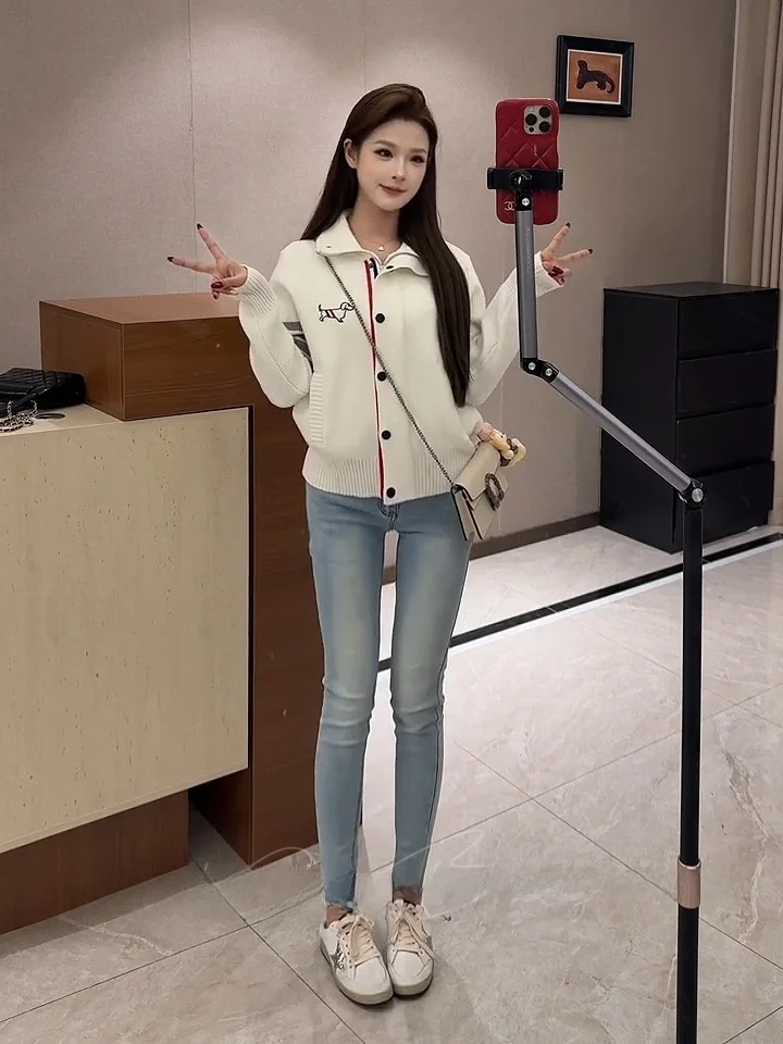 

Spring New High Waist Embroidered Skinny Jeans Women's Elastic Slimming Leg Lengthening Cotton Stretch Denim Casual Sle
