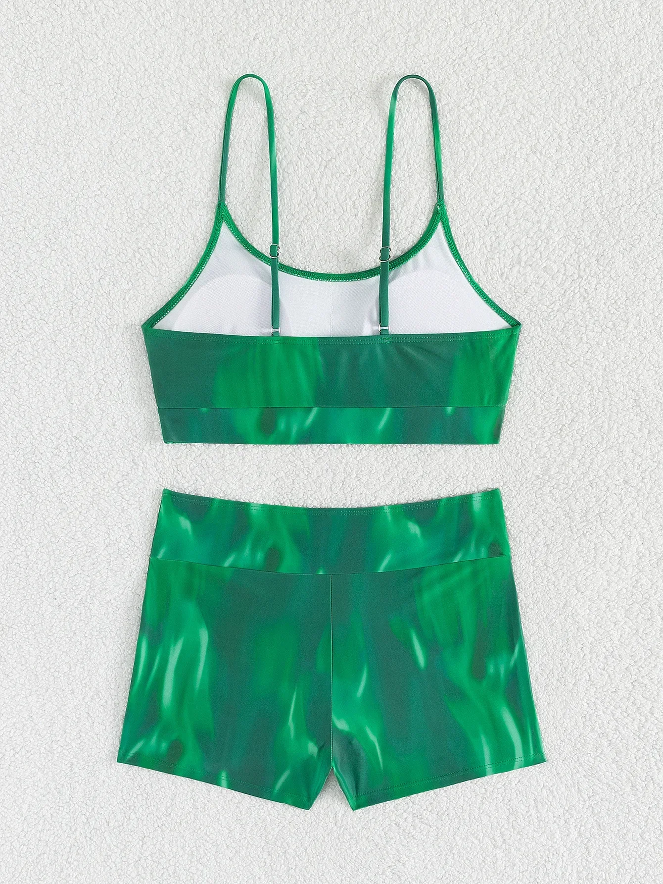 2024 그린 그라디언트 여성 수영복, 여름 새로운 하이 웨이스트 2 피스 Tankini 비키니, 섹시한 서스펜더 백 레스 여름 수영복