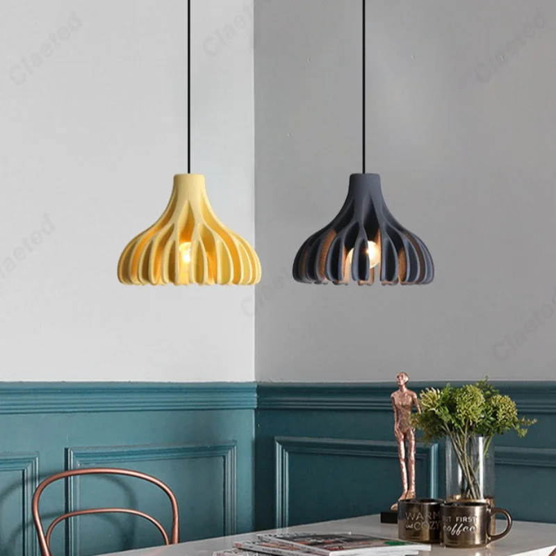 Nordic Creative Macaron LED Pendant Light Resin Chandelier Decorative Lighting for Bedroom Bedside Living Room Study Home Use
