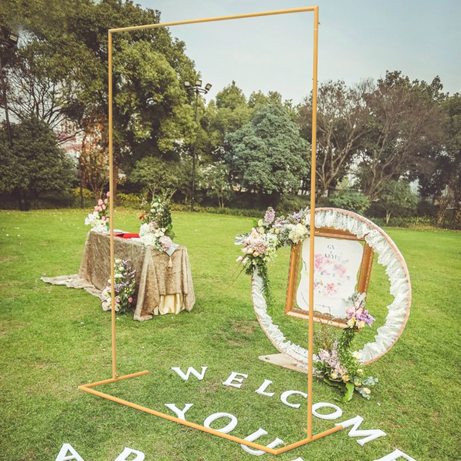 

Hot Sale Wedding Arch Square Iron Balloon Frame Metal Wrought Flower Stand Rack Birthday Wedding Party Decoration Supplies