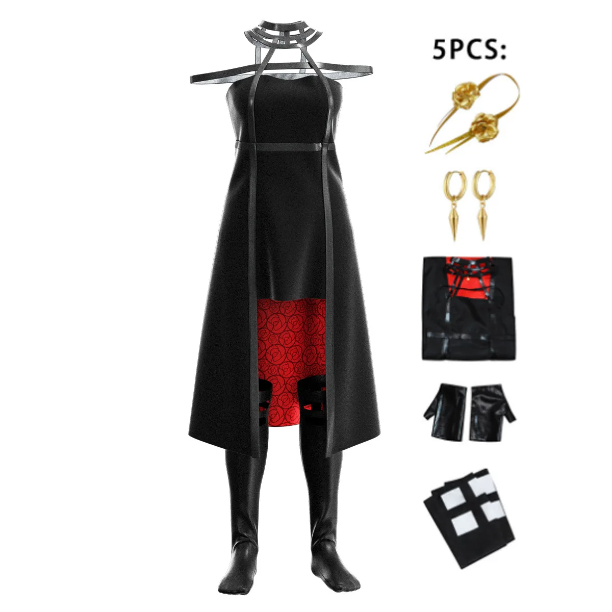 

Halloween Anime Spy Family Yor Forger Cosplay Costume Killer Assassin Gothic Halter Black Dress Outfit