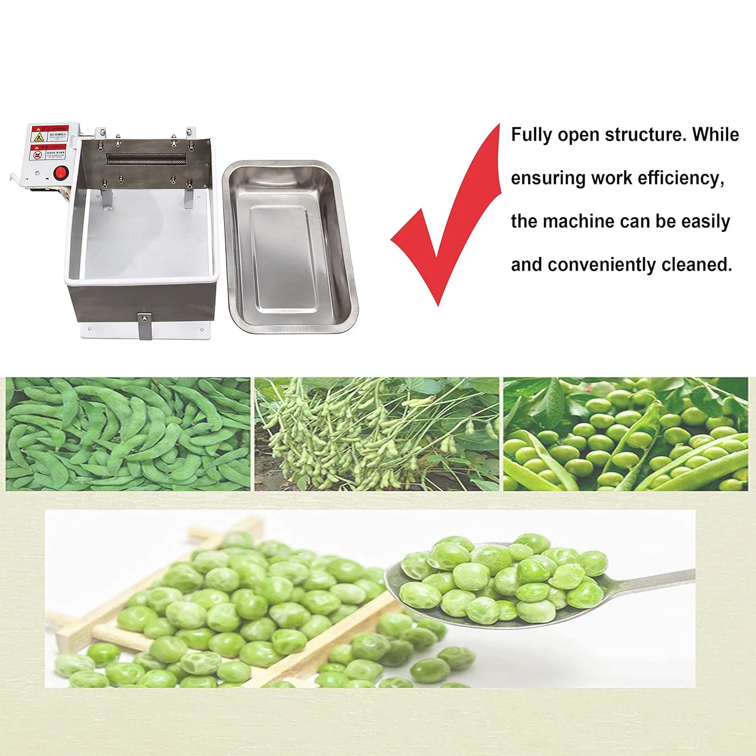 電気エンドウ豆の皮むき機商業豆エンドウ豆の皮むき機ステンレス鋼 15-25kg/h 220V