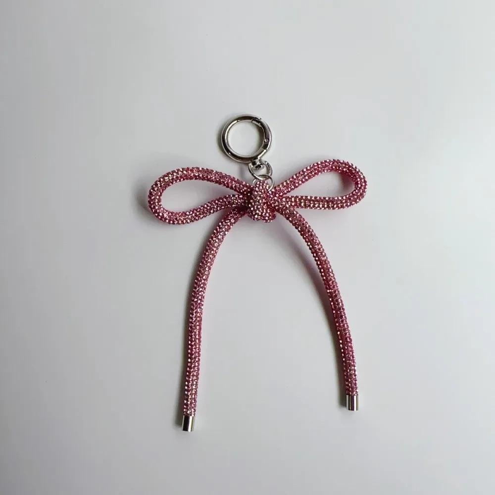 Sparkling Diamond Butterfly Knot Rope Colorful Hanging Decoration Rhinestone Bow Keychain Sweet Style Korean Style