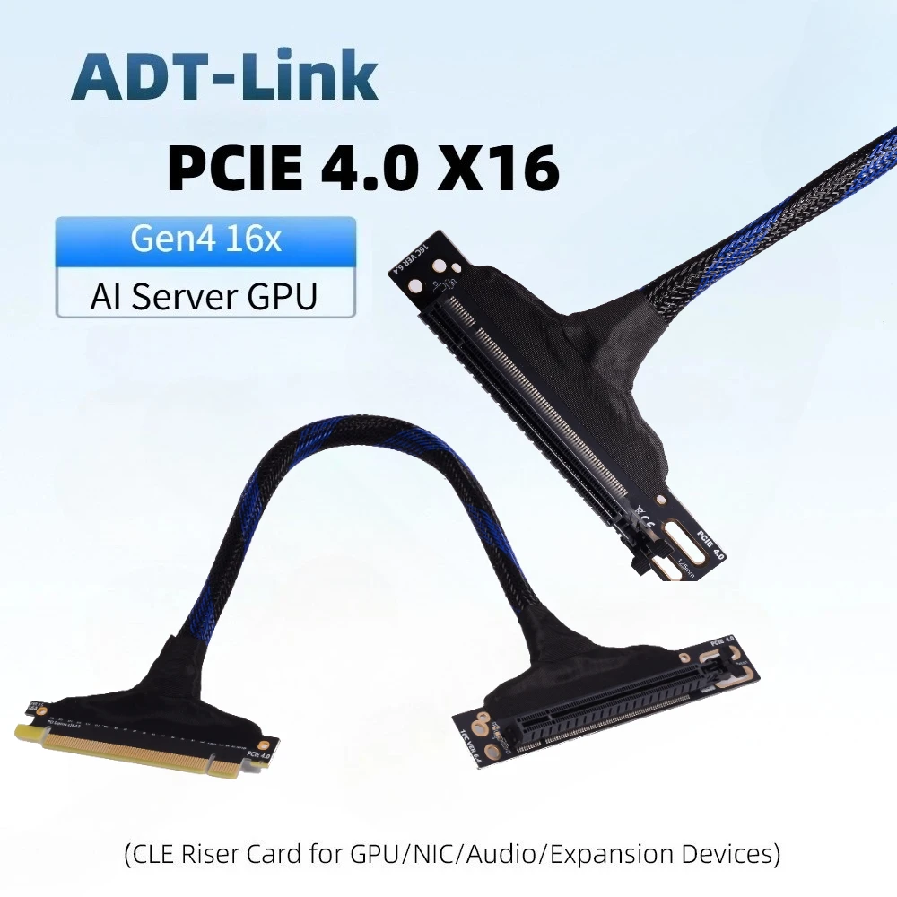 PCI-E 4.0 X16 Server Graphics Card Extension Cable GEN4 for AI Server Braided Mesh Bending Compact Case GPU Adapter Cable 32GB\S