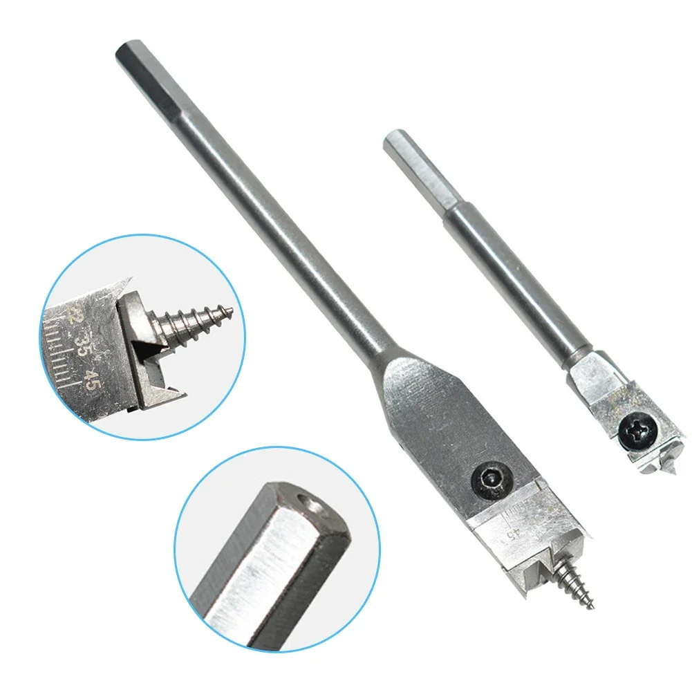 

15-45mm 22-75mm Adjustable Spade Bit Tool Flat Woodworking Drill Bits Set Silver For Different Woodworking Needs​ Hole Opener