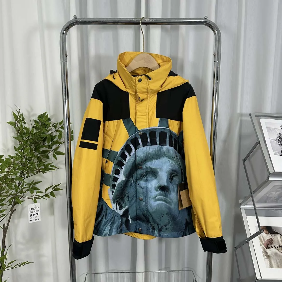 2024 Best Quality 1:1 Statue of Liberty Printed Women Men Windbreaker Jacket Coat Loose Hooded Logo Embroidery Men Casual Jacket