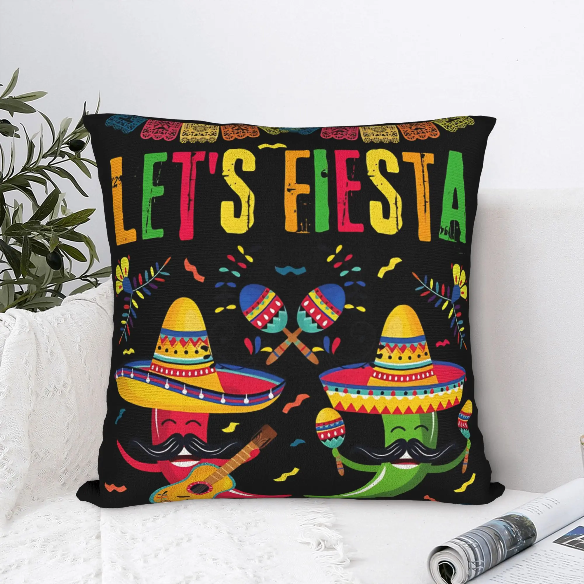 Pillow Cover Let's Shift Party Fiesta Mexican Amigo Cinco De Mayo Kawaii Pillow Case For Living Room Bed Chair Pillowcases