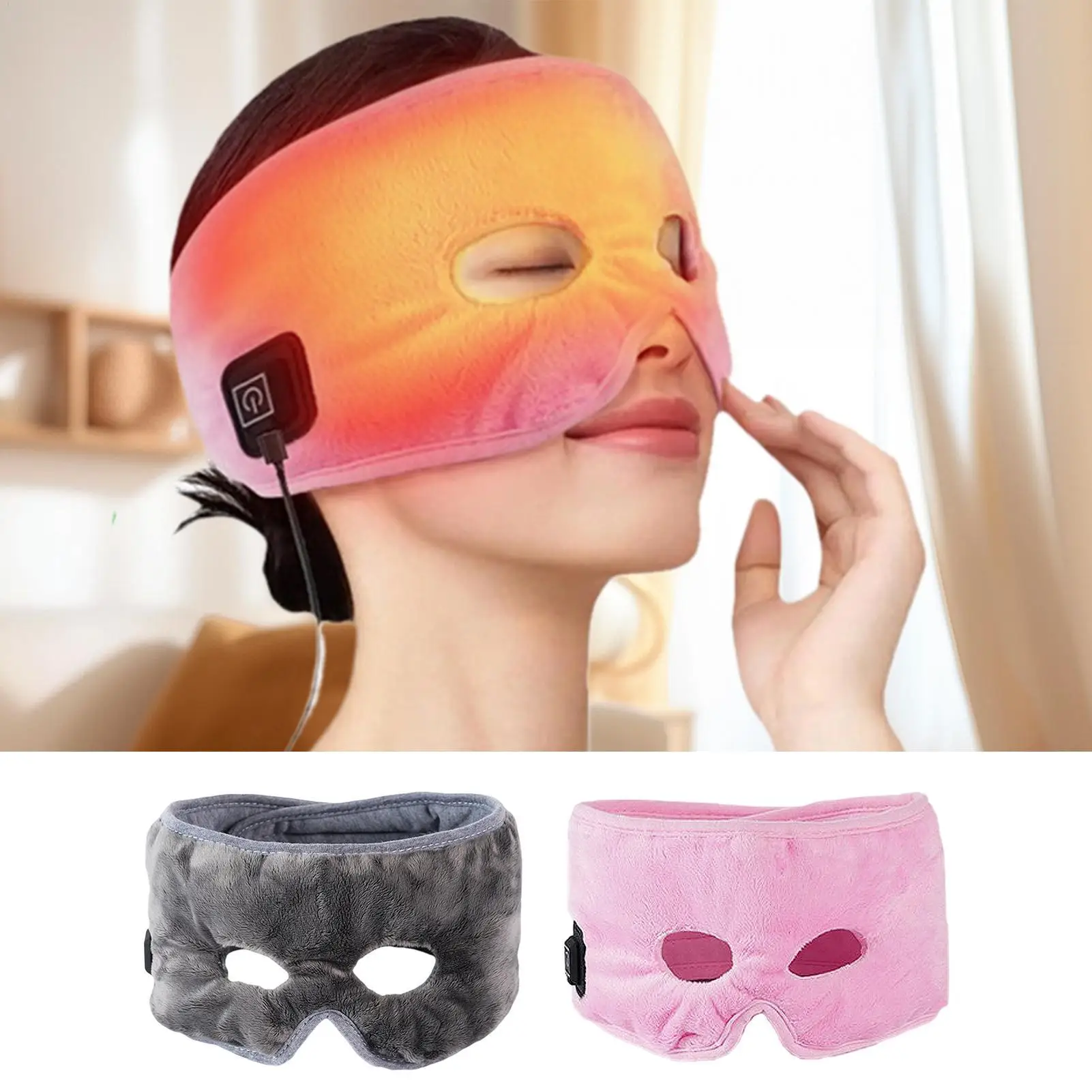 Adjustable Temperature USB Powered Heated Relief Mask 3 Level Sinus Heating Pad Pain Pressure Tension Hot Compress Eye Therapy