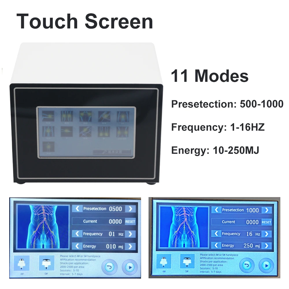 250MJ Shockwave Therapy Machine 2 IN 1 Shock Wave With Touch Screen ED Treatment Physical Chiropractic Tools Body Relax Massager