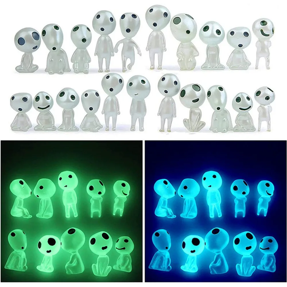 10PCS Luminous Elves Mini Alien Ghost Decor Kodama Glow in The Dark Figures Garden Micro Flower Potted Landscape Ornament