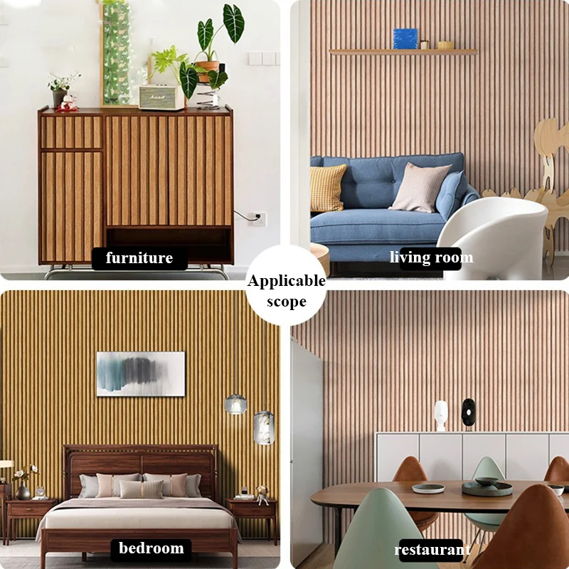 45cm Imitation Wood Stripe Background Wall PVC Waterproof Desk Cabinet Renovation Wall Stickers Self-adhesive Wallpaper