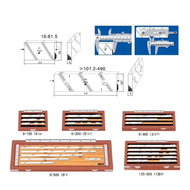 Metric Gauge Blocks for Calipers Made of GCR15 Steel Hardness ≥63HRC Lapped Surfaces