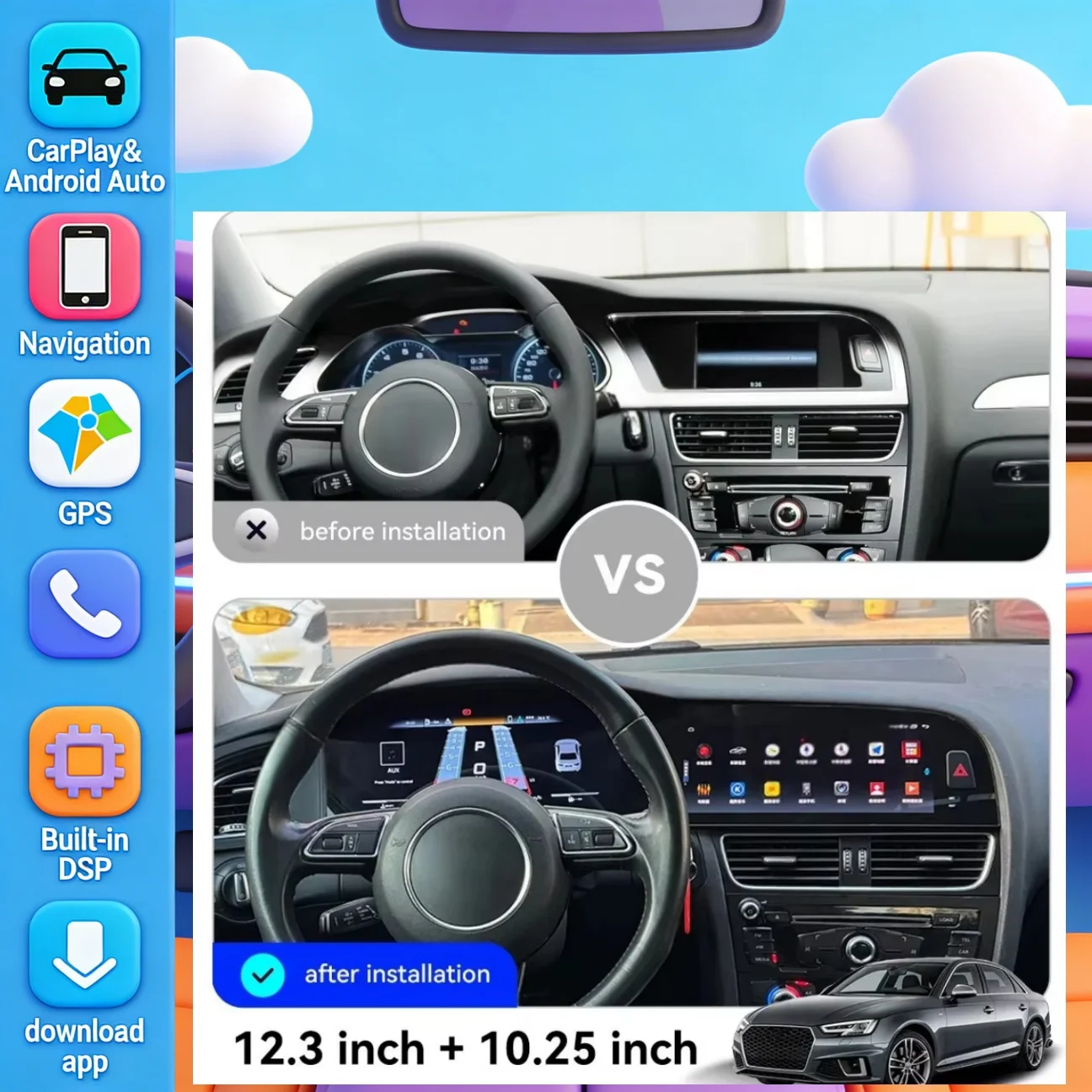 Reproductor multimedia para automóvil con navegación GPS para Audi A4 A5 S4 S5 B8 2009-2016, estéreo para automóvil, radio para automóvil, unidad principal multimedia.