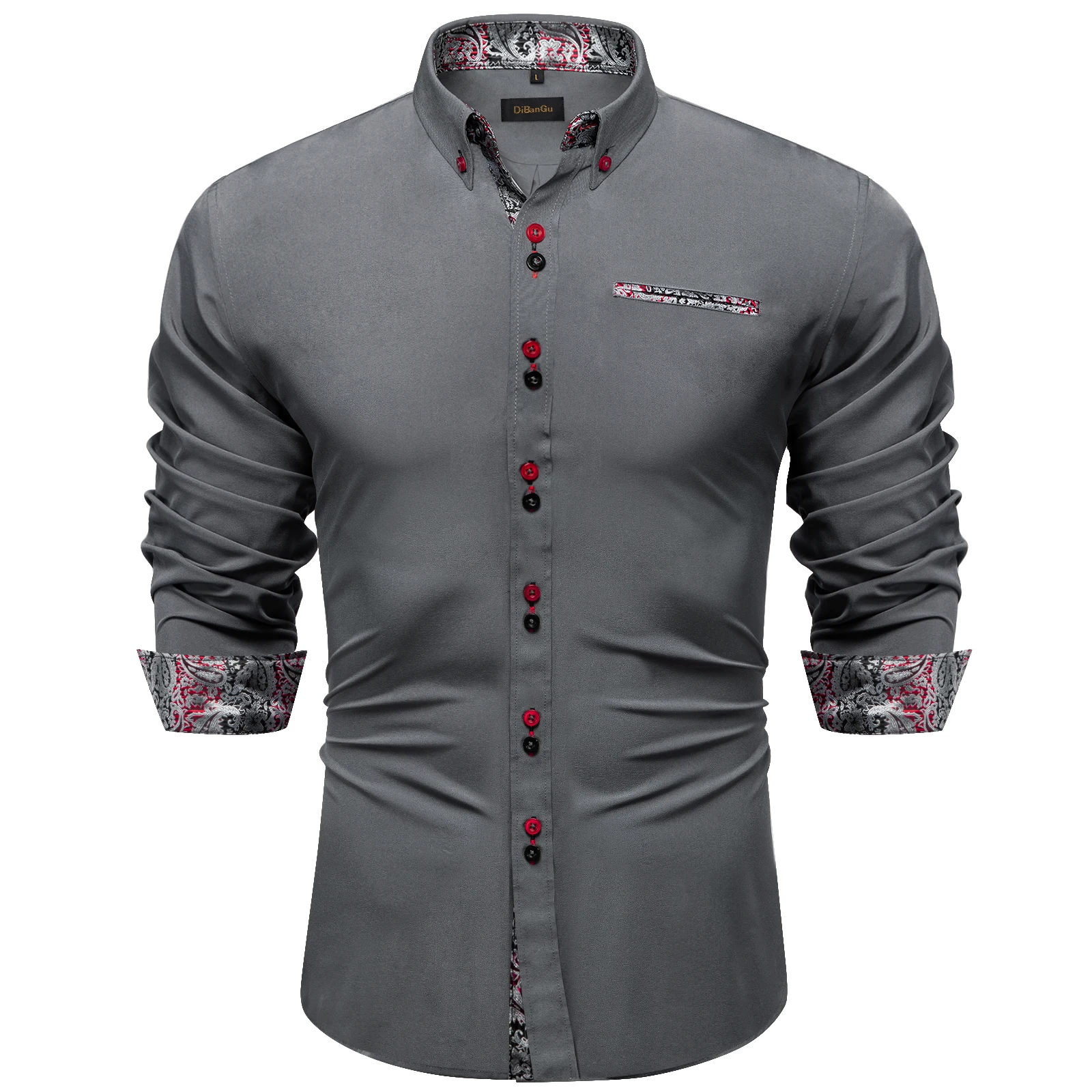 Camisa de manga larga con botones para hombre, estampado de moda, diseño de bolsillo de costura, tela suave y cómoda, vestido ajustado, ropa